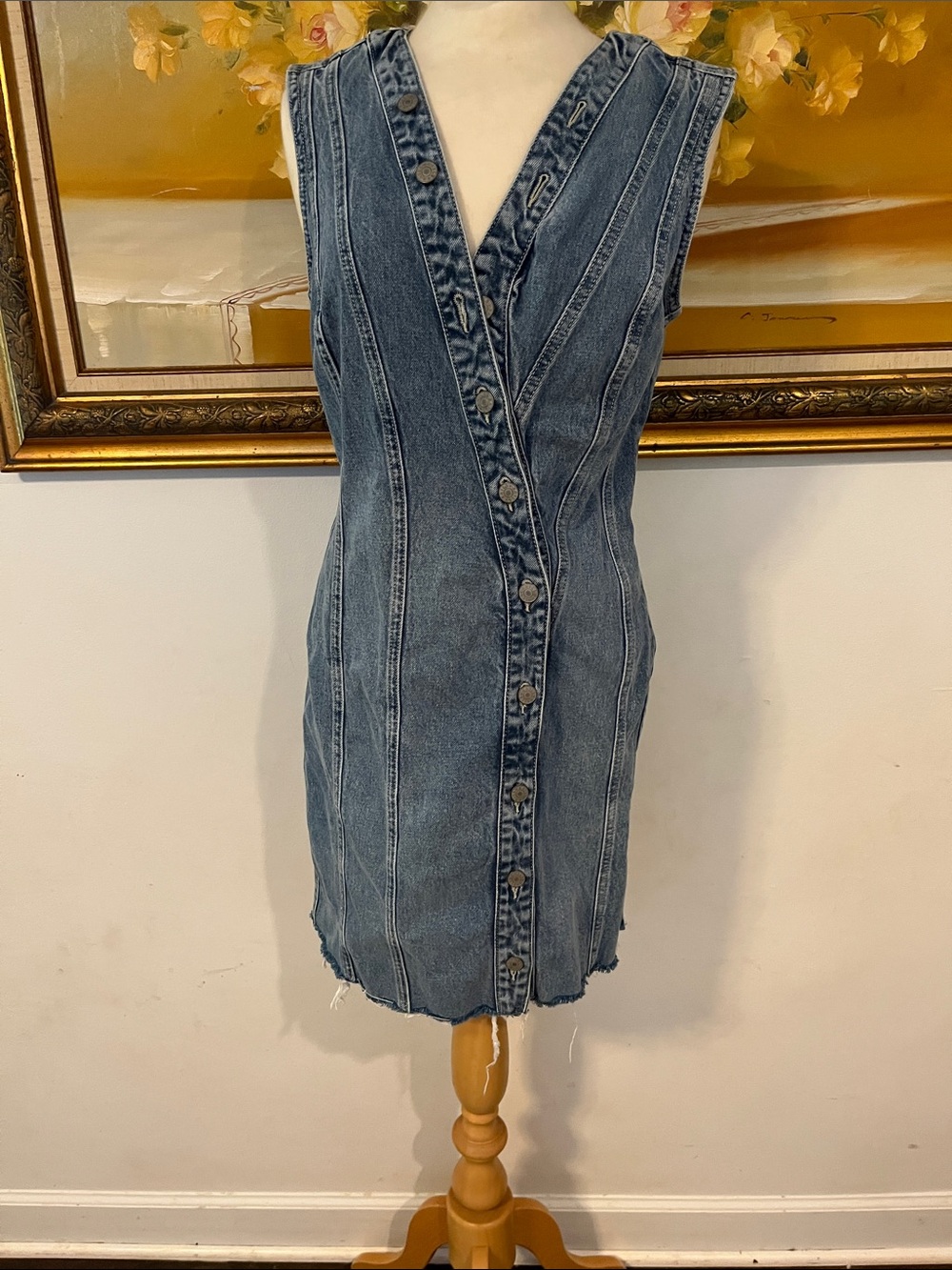 Rails Denim Button-Front Mini Dress in Blue